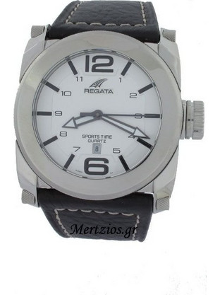 Regata Sports Time Quartz Date Watch Ανδρικό Ρολόι με Καφέ Δερμάτινο Λουράκι R14003/1