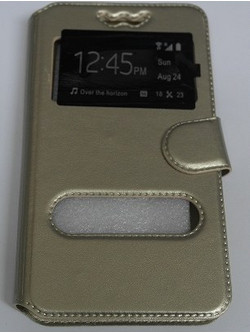 Θήκη Book S View 2 Windows Elastic Universal για Smartphone 4.5 έως 5 ίντσες με Παράθυρο Χρυσό (OEM)