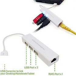 Smays Realtek Micro USB σε Ethernet προσαρμογέας (Realtek RTL8152) μαζί με USB 2 Hub 3 θυρών