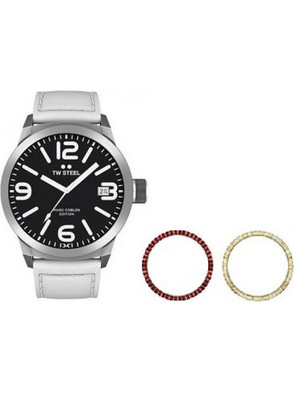 TW Steel Marc Coblen TWMC22 SET Ανδρικό Ρολόι με Λευκό Δερμάτινο Λουράκι 79