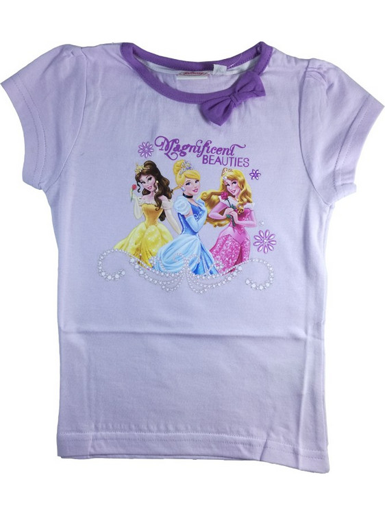 Disney 32127 Παιδικό Κοριτσίστικο Κοντομάνικο Μπλουζάκι Princesses με Λαιμόκοψη σε Ανοιχτό Μωβ χρώμα - Disney
