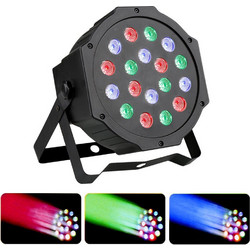 Φωτορυθμικό 20W RGB Προβολέας DMX-512 18 LED Mini Flat Par Stage Light 1W high power RGB LEDS (6pcs Red, 6pcs Blue, 6pcs Green)με Βάση στήριξης SL-002
