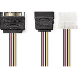 Καλώδιο-αντάπτορας τροφοδοσίας SATA σε Molex 4-pin + SATA, 0.15m
