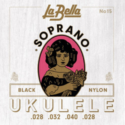 La Bella No.15 Black Soprano Σετ 4 Χορδές Ukelele Nylon 28" 1/4