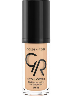 Golden Rose Total Cover 2 In 1 & Concealer 02 Ivory Liquid Foundation SPF15 30ml