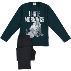 Galaxy Hate Mornings Παιδική Πιτζάμα Βαμβακερή Χειμωνιάτικη Navy Μπλε Κυπαρισσί 132-20