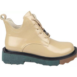 Versace 19V69 Γυναικεία Αρβυλάκια Λουστρίνι Μπεζ με Χοντρό Χαμηλό Τακούνι AM05A1028