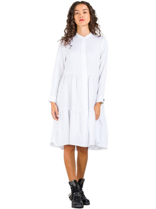 Cotton candy Midi Καθημερινό Φόρεμα Λευκό 1194-KL-10-100