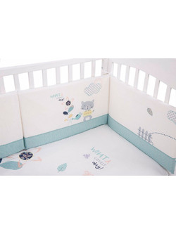 KikkaBoo Cat Lovely Day Σετ Κούνιας 70x140cm White/Blue 3τμχ