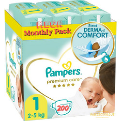 Pampers Premium Care Monthly Pack Πάνες No1 2-5kg 200τμχ