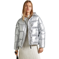 Pepe Jeans Morgan Γυναικείο Μπουφάν Χειμωνιάτικο Puffer Μακρύ Ασημί PL402313-934