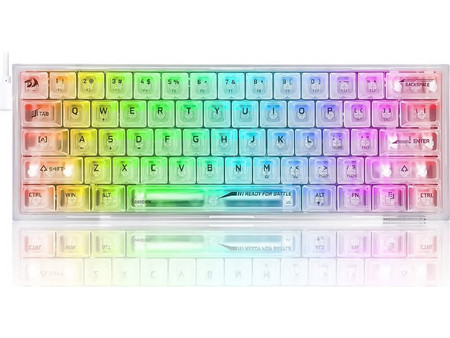 Redragon Fizz K617-CT Gaming Πληκτρολόγιο 60% RGB White Transparent