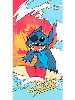 Stitch Surf Παιδική Πετσέτα Θαλάσσης Γαλάζια 70x140cm