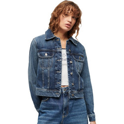 Superdry Γυναικείο Μπουφάν Τζιν Κοντό Μπλε W5011665A-2FZ
