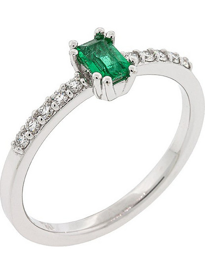 Million Diamonds Γυναικείο Δαχτυλίδι από Λευκόχρυσο 18K με Διαμάντι & Σμαράγδι RL19729