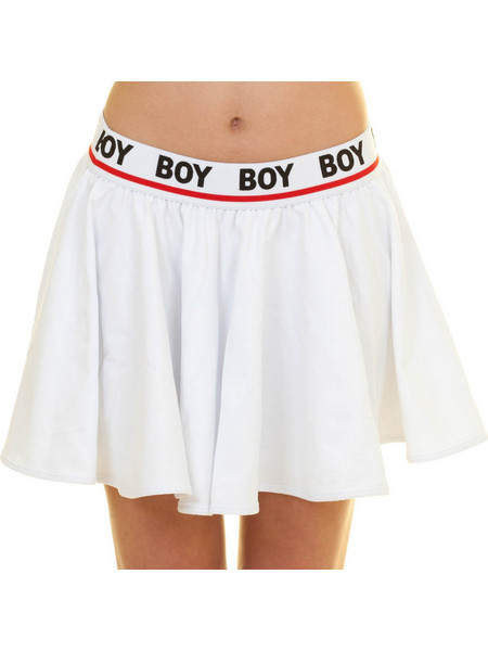 Boy London Μίνι Φούστα Υφασμάτινη Skater Λευκή BL665-W-SS17