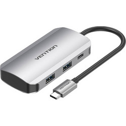 Vention TNBHB USB Hub 3.0 USB-C με 5 Θύρες USB-A / USB-C & Εξωτερική Παροχή Ρεύματος