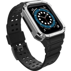 Hurtel Protect Λουράκι Σιλικόνης Black / Silver (Apple Watch 38 / 40 / 41mm)