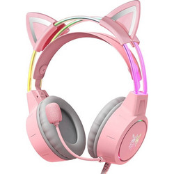 Onikuma X15 Pro Cat Ears Gaming Headset Over Ear Pink