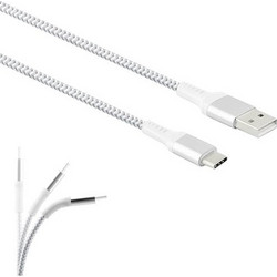 Lamtech LAM450299 Braided USB-A to USB-C 2m Silver 8718858450299