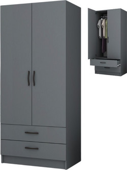 Megapap Δίφυλλη Ντουλάπα Ρούχων Ricardo Γκρι 80x51.8x181cm GP028-0109,4
