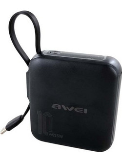 Awei P86K 008822B Power Bank 10000mAh 22.5W με Θύρα USB-C Black