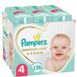 Pampers Premium Care Monthly Pack Πάνες No4 9-14kg 136τμχ
