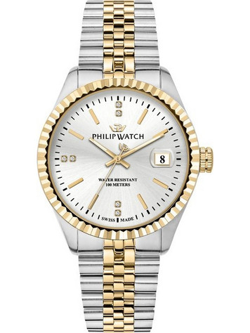 Philip Watch Caribe Urban Ανδρικό Ρολόι με Ασημί Χρυσό Μεταλλικό Μπρασελέ R8253597092