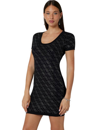 Guess Mini Καθημερινό Φόρεμα Μεταξωτό Μαύρο W4YK28Z3FN0-JBLK