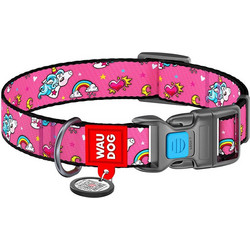 Waudog Unicorns Plastic Κολάρο Σκύλου Ροζ 2x24-40cm