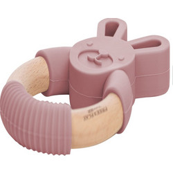 FreeON Μασητικό Σιλικόνης Mε Ξύλο Bunny Pink
