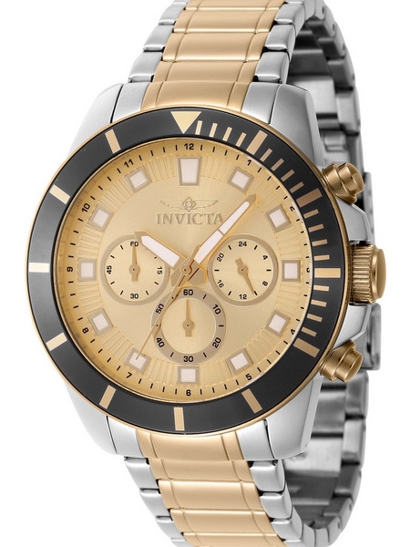 Invicta Pro Diver Ανδρικό Ρολόι Χρονογράφος με Ασημί Χρυσό Μεταλλικό Μπρασελέ 46049