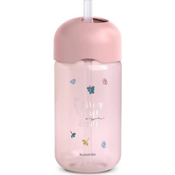 Suavinex Bear Παγούρι με Καλαμάκι Σιλικόνης Pink 340ml