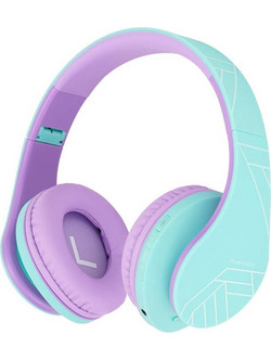 PowerLocus P2 Ασύρματα Bluetooth Ακουστικά Over Ear με Noise Cancelling Μωβ Τιρκουάζ