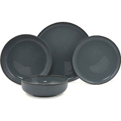 Hermia Dark Grey Σετ Πιάτα Φαγητού Πορσελάνης Γκρι 16τμχ 710KTP3409