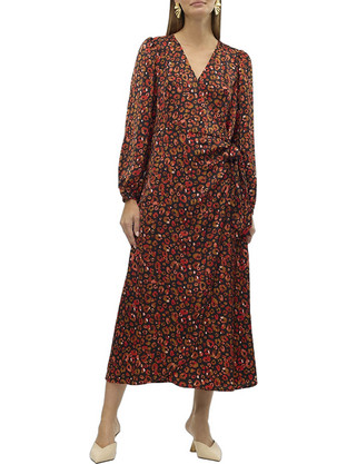 Vero Moda Midi Καθημερινό Φόρεμα Κρουαζέ Μαύρο 10320040