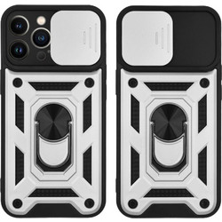 Sonique Ring Armor CamPro Back Cover Silver (iPhone 13 Pro)