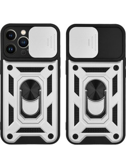 Sonique Ring Armor CamPro Back Cover Silver (iPhone 13 Pro)