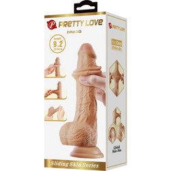 Pretty Love Draco Sliding Skin Ρεαλιστικό Dildo με Βεντούζα & Όρχεις 23.3cm Flesh