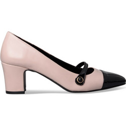 Envie Shoes Γόβες Δερμάτινες με Χοντρό Χαμηλό Τακούνι Ροζ E02-20841
