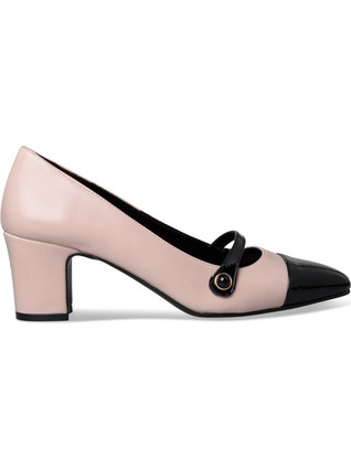 Envie Shoes Γόβες Δερμάτινες με Χοντρό Χαμηλό Τακούνι Ροζ E02-20841
