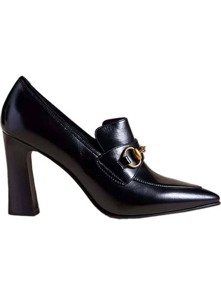 Jeffrey Campbell Γόβες Δερμάτινες με Χοντρό Ψηλό Τακούνι Μαύρες 0101003820