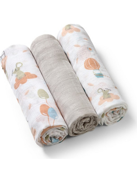BabyOno Πάνες Αγκαλιάς από Μουσελίνα Εκρού 70x70cm 3τμχ BN397/09