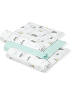 Interbaby Πάνες Αγκαλιάς Πράσινο Mint Λευκές 70x55cm 3τμχ