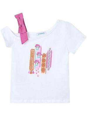 Mayoral Παιδικό T-Shirt Κοντομάνικο Λευκό Φούξια 25-03011-080