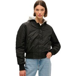 Superdry Γυναικείο Μπουφάν Bomber Κοντό Μαύρο W5011654A-02A