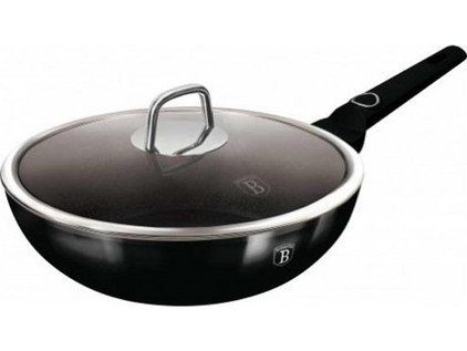 Berlinger Haus Black Vantage Collection Wok Αλουμινίου Αντικολλητικό Titanium Επίστρωση με Καπάκι 28cm BH-8218