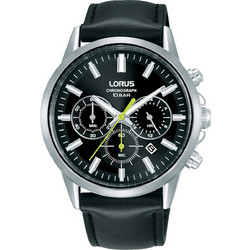 Lorus Tactical Ανδρικό Ρολόι Χρονογράφος με Μαύρο Δερμάτινο Λουράκι RT379KX9
