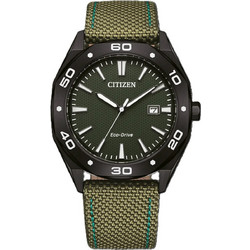 Citizen Ανδρικό Ρολόι Solar με Χακί Υφασμάτινο Λουράκι BM7635-01X