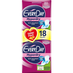 EveryDay Hyperdry Maxi Night Ultra Plus Σερβιέτες με Φτερά για Αυξημένη Ροή 7 Σταγόνες 18τμχ